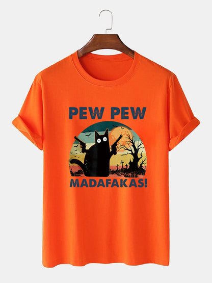 Loose Men's Clothing Cat T-shirt Top