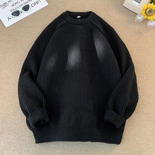 Solid Color Sweater Loose Casual Long Sleeves Lazy