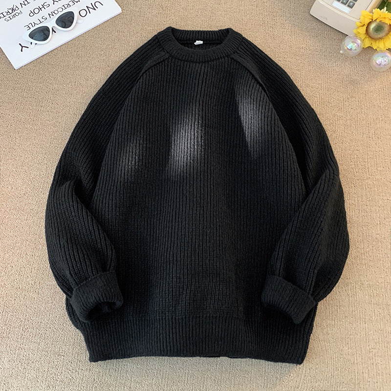 Solid Color Sweater Loose Casual Long Sleeves Lazy