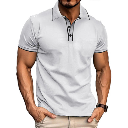 European And American Style Men's Clothing Short Sleeve Lapel Jacquard