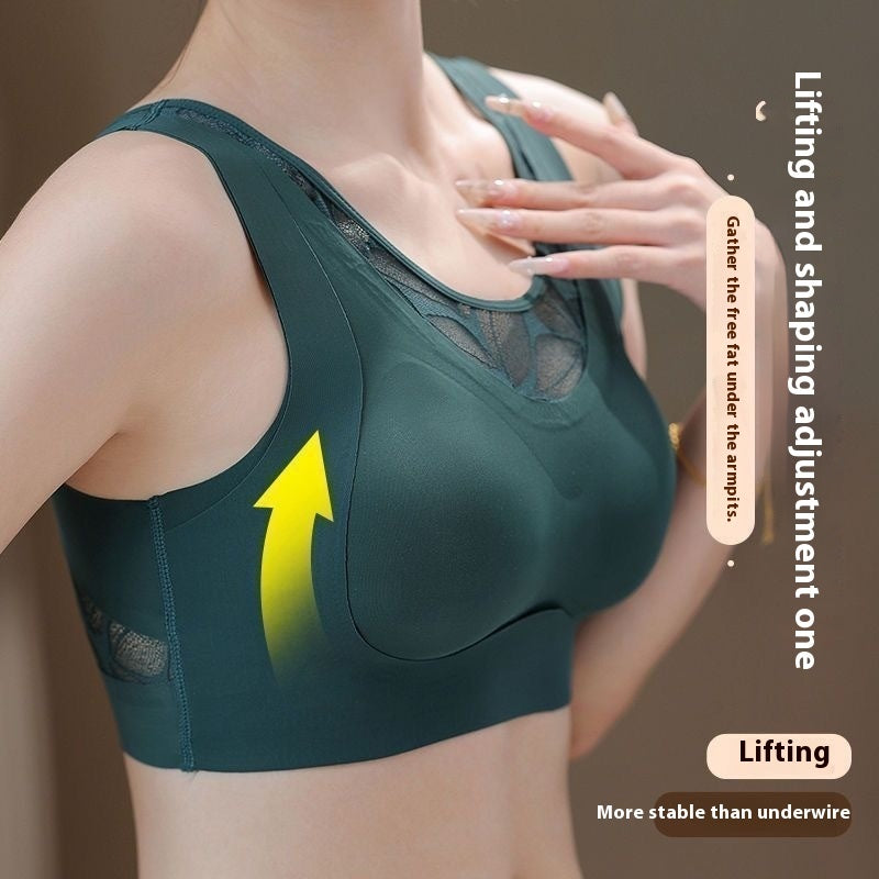 Traceless Lace Plus Size Sports Bra Women Push-up Anti-sagging