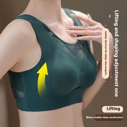 Traceless Lace Plus Size Sports Bra Women Push-up Anti-sagging