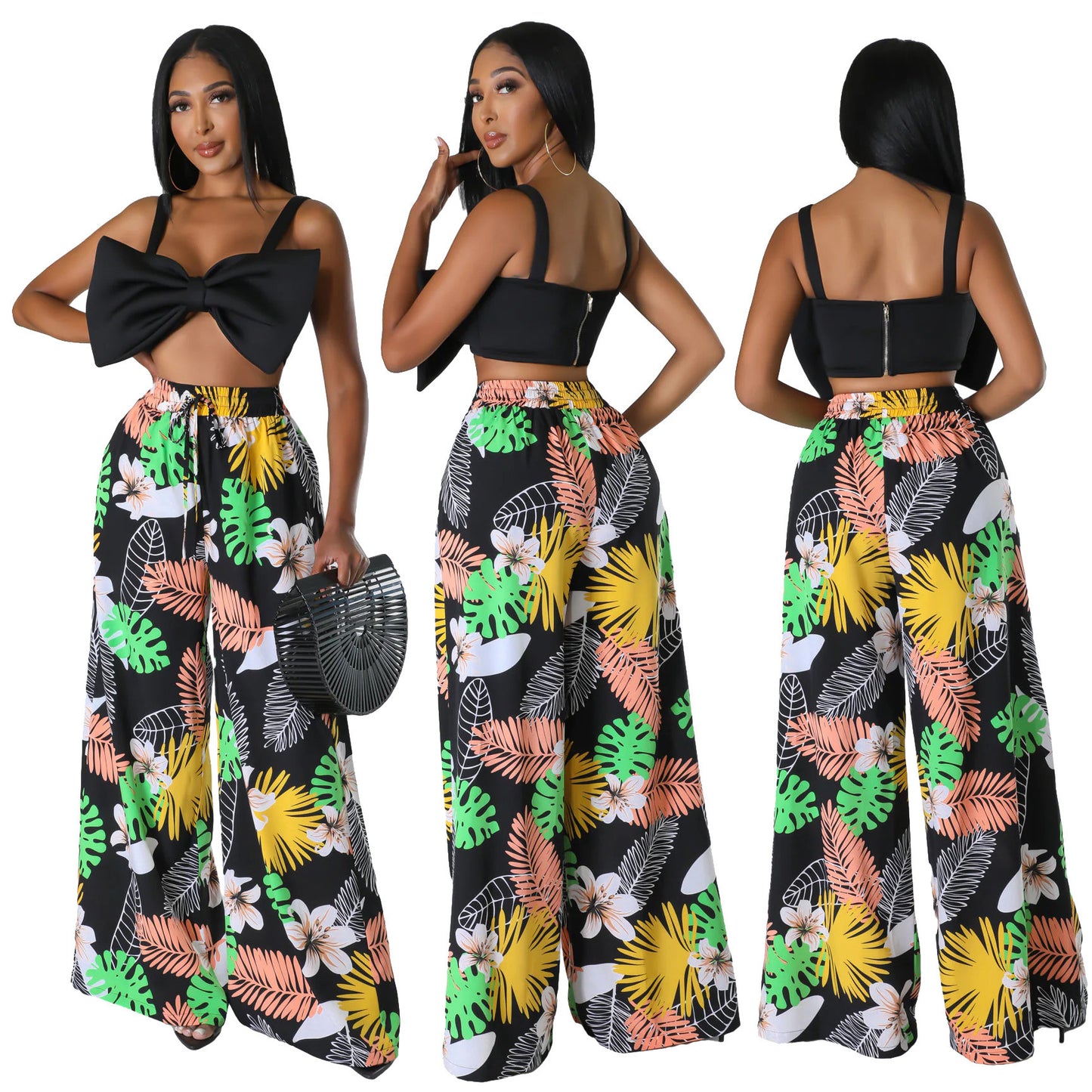 Women's Fashion Casual Pattern Printed Wide-leg Pants