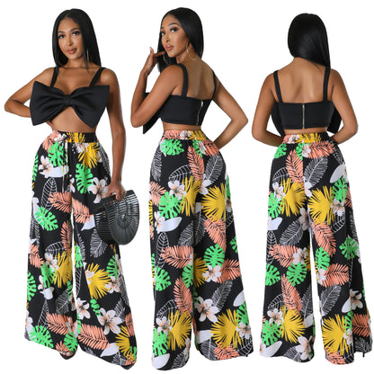 Women's Fashion Casual Pattern Printed Wide-leg Pants