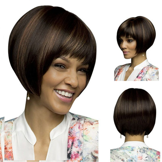 Women's Fashion Short Straight Wig Chemical Fiber Headgear