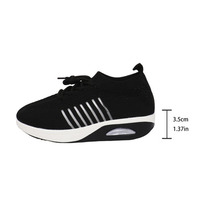 Spring And Autumn New Lace-up Slip-on Wedge Flying Woven Sports Shoes Women