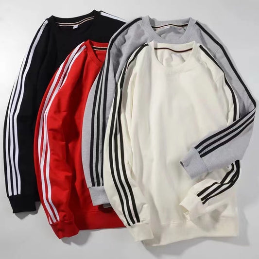 Men's New Sportswear Three-bar Round Neck Long-sleeved Top