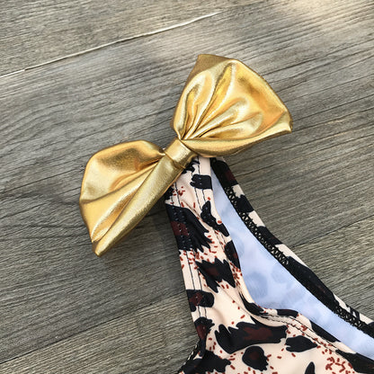 Kids Leopard Print Bikini Three-Piece Set