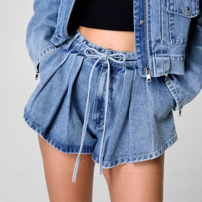 Tooling Style Denim Coat High Waist Loose And Slimming