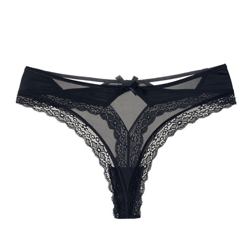 Sexy Solid Color Cross Butterfly Low Waist Seamless Underwear