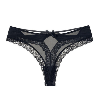 Sexy Solid Color Cross Butterfly Low Waist Seamless Underwear