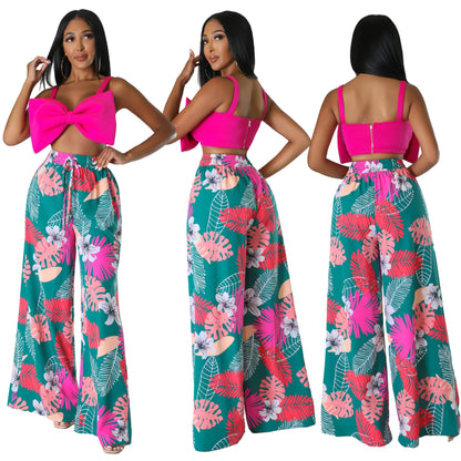 Women's Fashion Casual Pattern Printed Wide-leg Pants