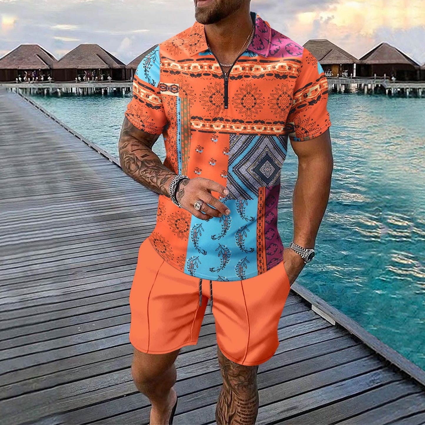 Men's Clothing Print Leisure Sports Suit
