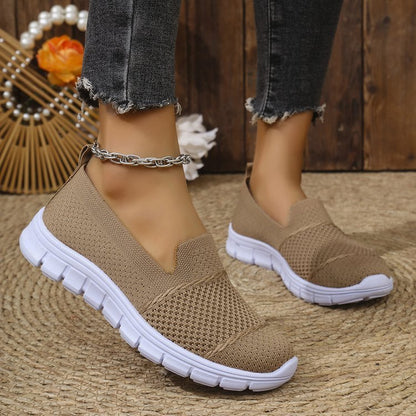Mesh Breathable Flat Solid Color Casual Shoes For Women