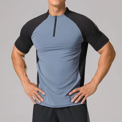 Quick-drying Stand Collar Half Zip Short-sleeved Sportswear Workout Training Clothes