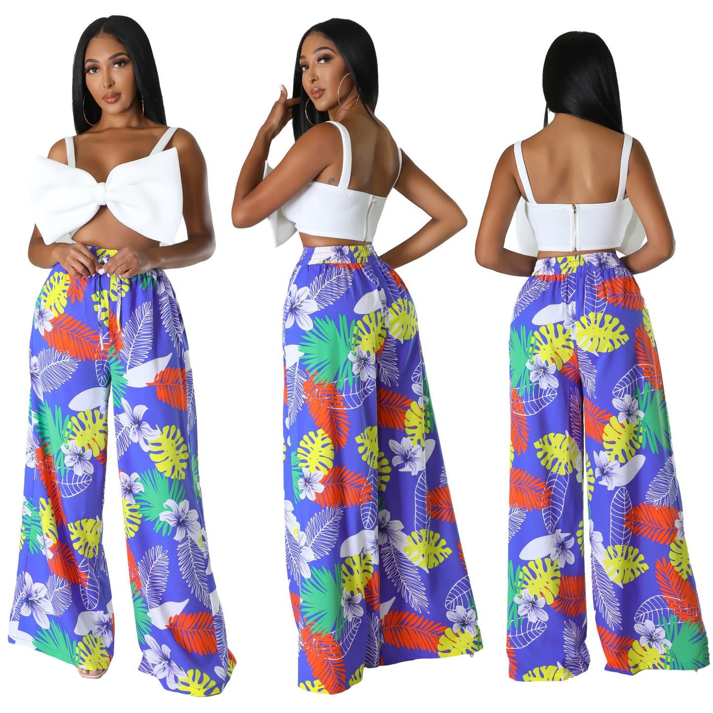 Women's Fashion Casual Pattern Printed Wide-leg Pants