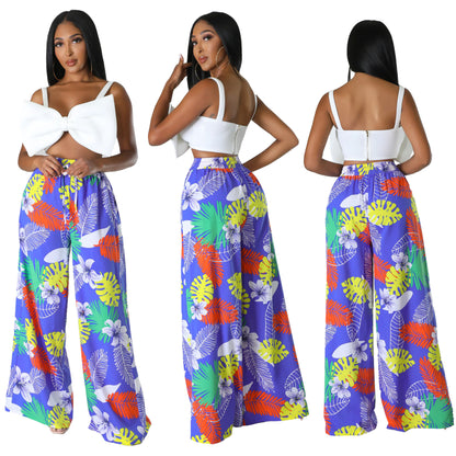 Women's Fashion Casual Pattern Printed Wide-leg Pants