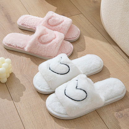 Plush Open Toe TPR Men And Women Couple Slippers