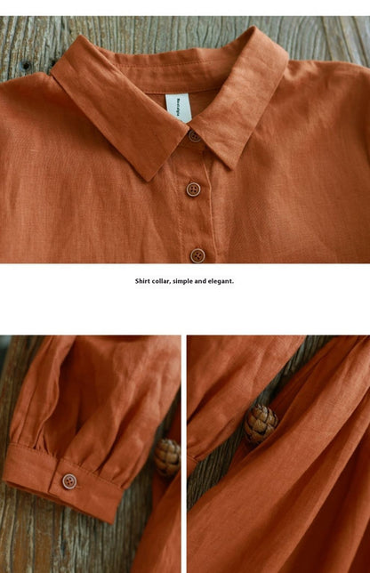 Women's Autumn Solid Color Linen Art Skirt