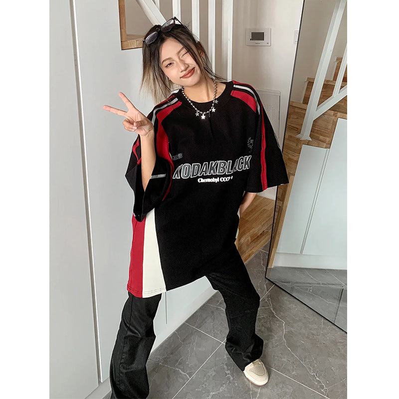 Cross-border Hot Retro Heavy Matching Racing Brand Short Sleeve T-shirt Motorcycle Clothing T-shirt