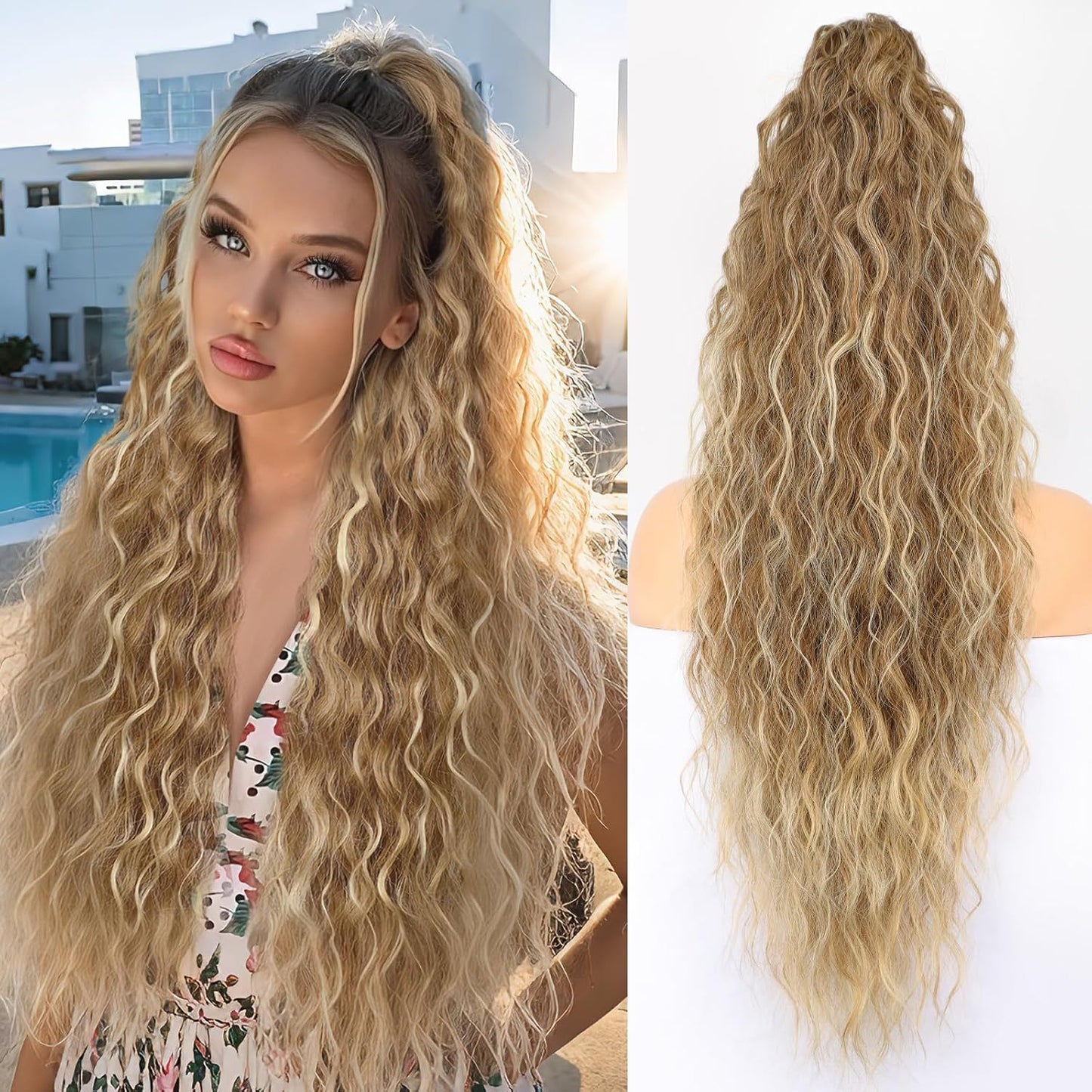 Grip Ponytail Fluffy Long Curly Hair Horse Tail Wig