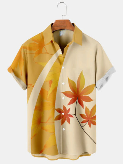 Short Sleeve Lapel Men's Clothing Print Shirt