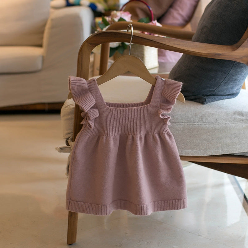 Children's Clothing Kids' Sweater Girls' Sundress Solid Color