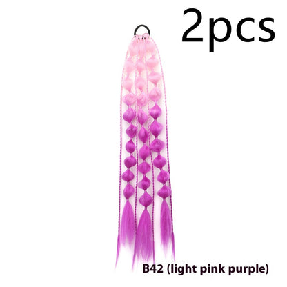 Female Colorful Lantern Bubble Braid Ponytail Wig