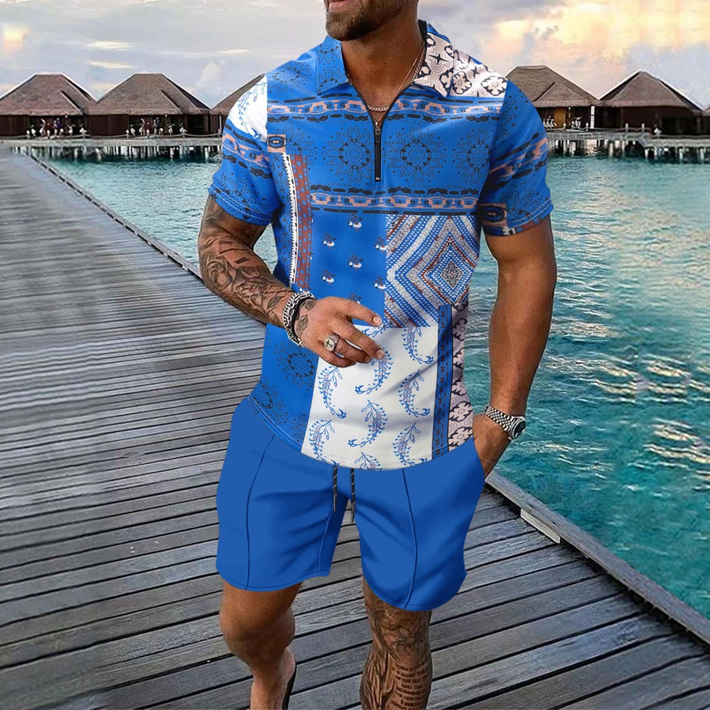Men's Clothing Print Leisure Sports Suit