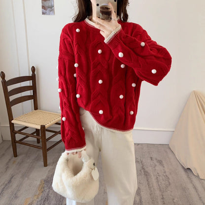 Women's Christmas Three-dimensional Ball Sweater Pullover