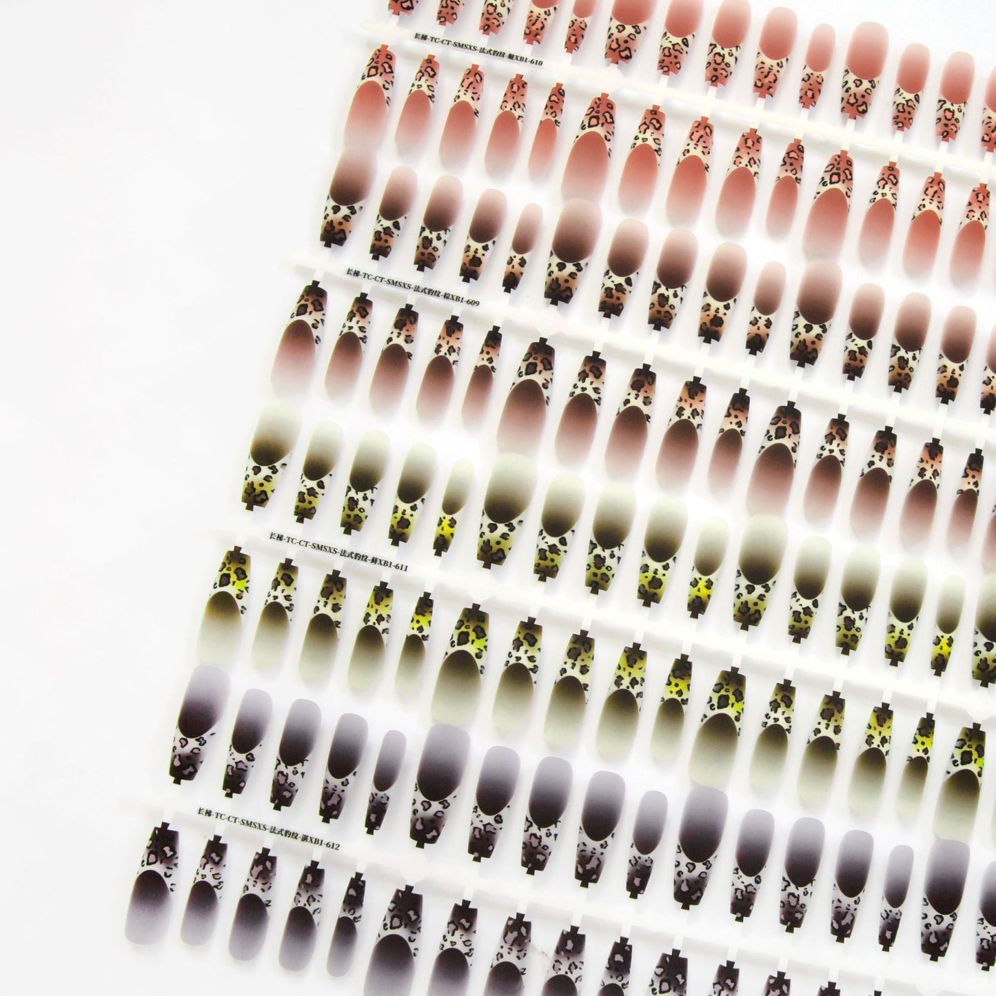 Autumn And Winter French Leopard Spots Long Ladder Nail Beauty Glossy Matte