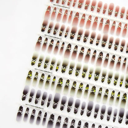 Autumn And Winter French Leopard Spots Long Ladder Nail Beauty Glossy Matte