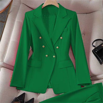 Small Suit Retro Jacket Slim Fit Fashionable Women's Casual Design Top Trousers Suit