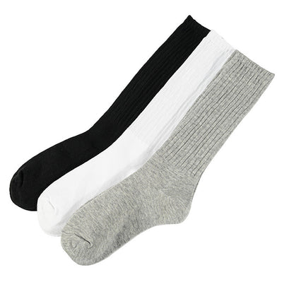 Loose Stockings Spring And Autumn Women's Black, White And Gray Pure Color Socks