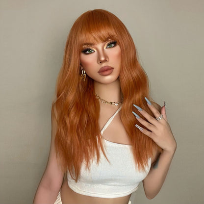 Women's Orange Long Hair Wig