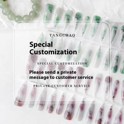 Blooming Antique Butterfly Ink Long Pointed Nail Beauty Bright Surface