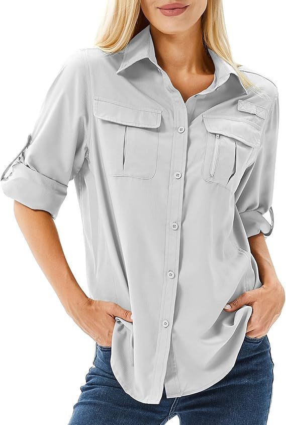 Casual Quick-drying Stretch Zipper And Lapel Pocket Women's Shirt