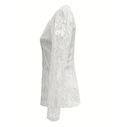 Stitching Hollow-out Petals Elegant Slim Coat