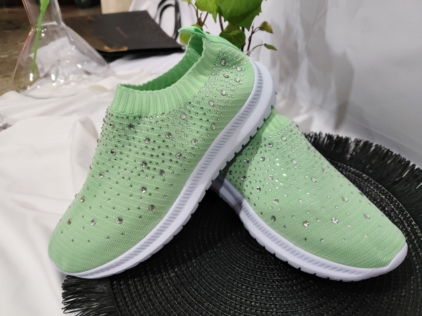 European And American Plus Size Rhinestone Stretch Sock Shoes Casual Men And Women Sneaker