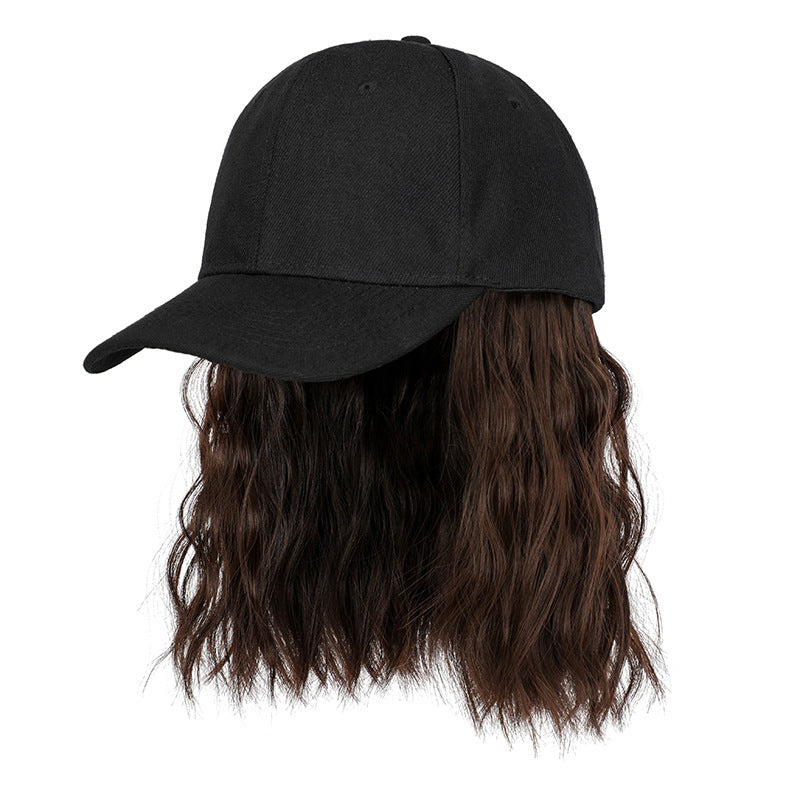 Natural New One-piece Wig Women's Short Curly Hair Baseball Hat