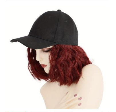 Natural New One-piece Wig Women's Short Curly Hair Baseball Hat