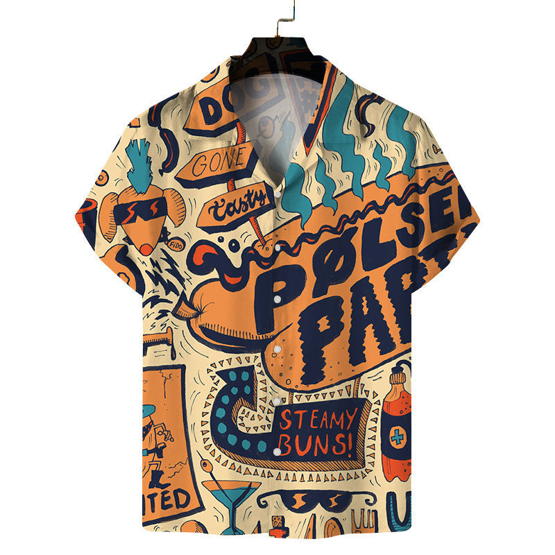 Short Sleeve Fashion Printed Shirt Men's Clothing