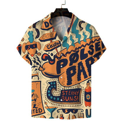 Short Sleeve Fashion Printed Shirt Men's Clothing