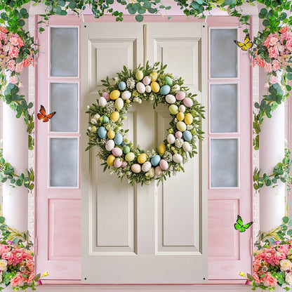 Colorful Egg Garland Pattern Party Wall Easter Home Door Frame Banner