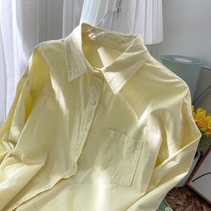 Korean Women's Outer Wear Underwear Solid Color Shirt