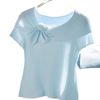 Thin Inner Match French Light Blue Ice Silk Short Sleeve