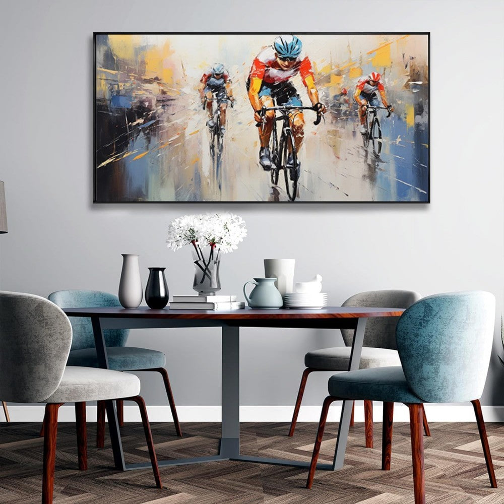 High Quality Athletes Sports Handmade Oil Painting Bicycle Equestrian Football Ice Hockey Portraits Large Canvas Art Showpiece For Home Decoration Living Room Wall Picture