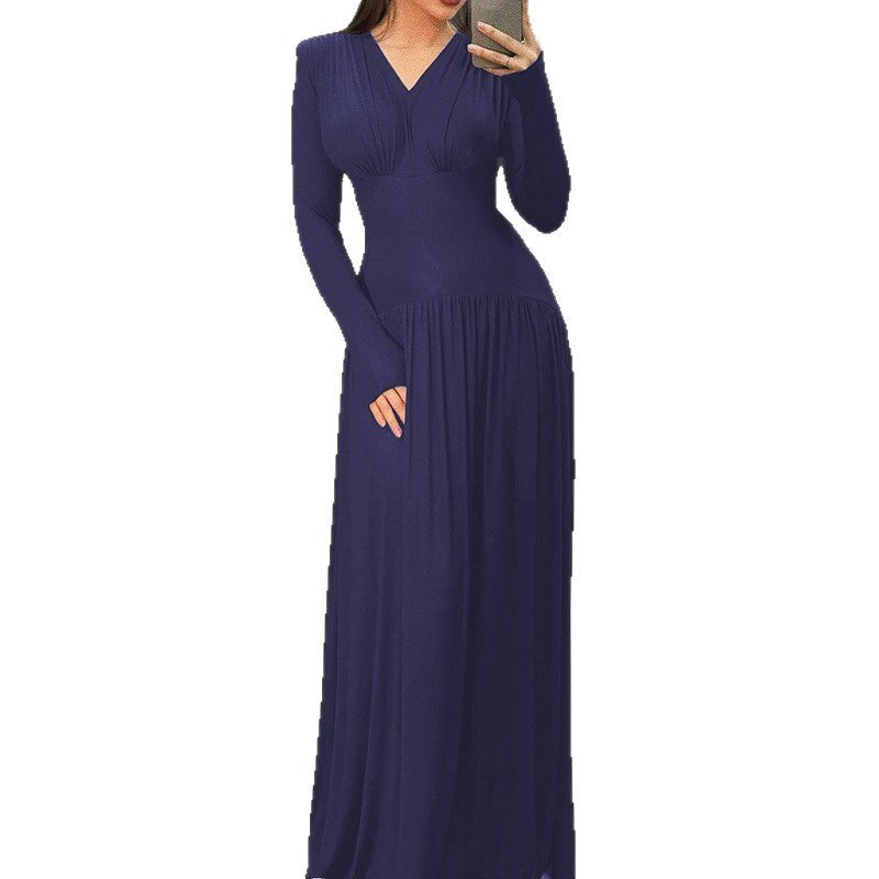Women's Elegant Waist-tight Draping Casual Niche Solid Color Pleated
