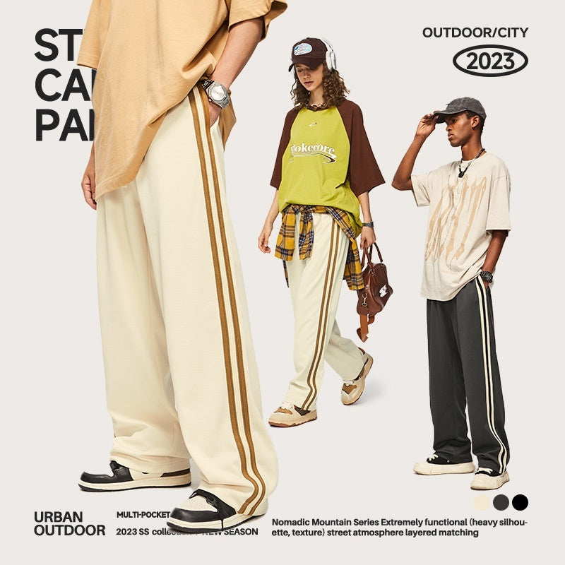 Loose Casual Men's Clothing New Oxygen Cotton Sports Ribbon Straight-leg Pants