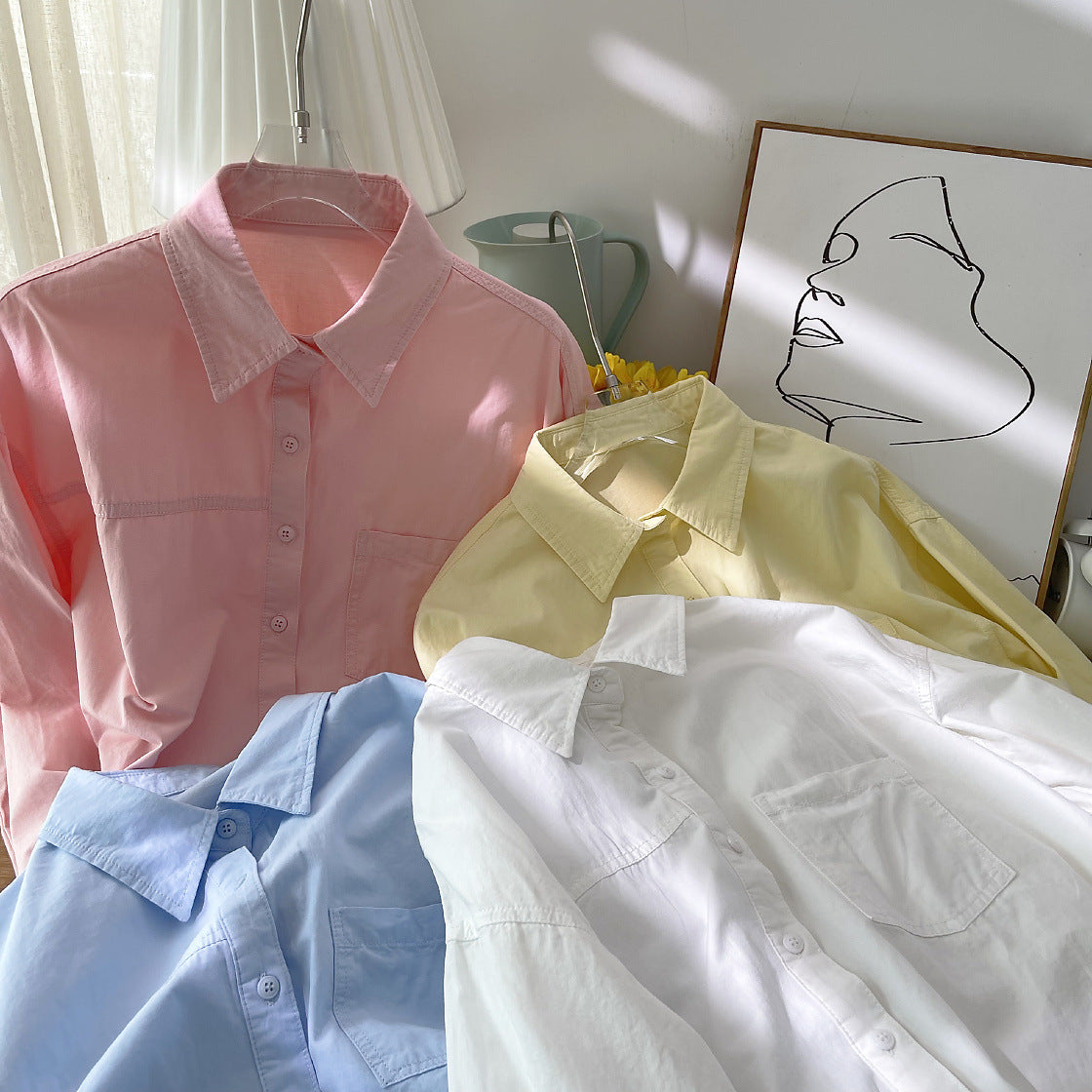 Korean Women's Outer Wear Underwear Solid Color Shirt